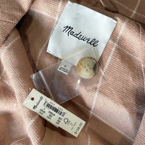 New Madewell Linen Blazer Jacket Womens S Pink Breezewoven Larsen Windowpane - Picture 5 of 11